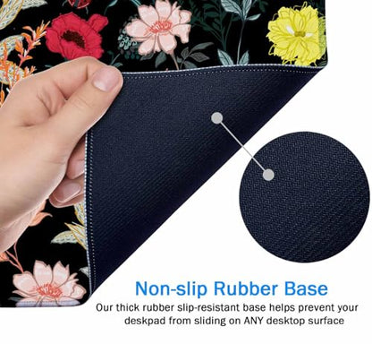 Large Gaming Mouse Pad with Stitched Edges, Blooming Flower Desk Mat, Extended XL Keyboard Pad, Non-Slip Rubber Base Desk Pad for Keyboard and Mouse, 31.5X15.7 inch - color: Blooming Flower, size: 31.5L x 15.7W inches