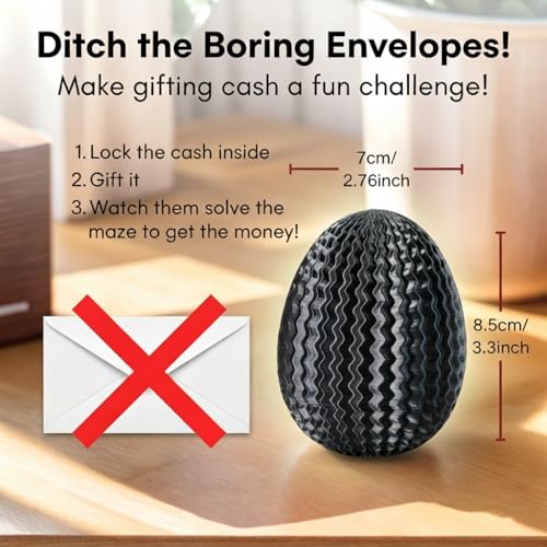 Maze Puzzle Box for Cash Gift, Money Holder Gift Box | Maze puzzle, hidden cash compartment, money gift, birthday anniversary, brain teaser, surprise holder gift for teens & adults - color: Black