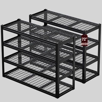 30" D Storage Shelves, 72" W Garage Shelving Heavy Duty Metal Adjustable Garage Shelves, Shelving Units Industrial Shelving for Warehouse, 72" W x 30" D x 72" H,2 Pack - size: 72"Wx72"Hx30"D | 4 Tier