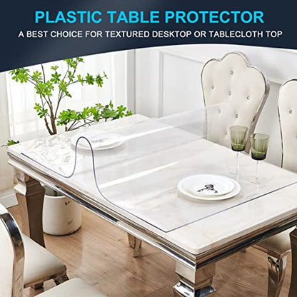 Large Clear Table Top Protector Plastic Wipeable Table Cloth Cover Pad Thick Protective Clear Art Desk Blotter Mat Cover PVC Vinyl Cloths Dining End Tabletop Furniture Pad Waterproof 34x96 - size: 34" x 96" (Rectangular)