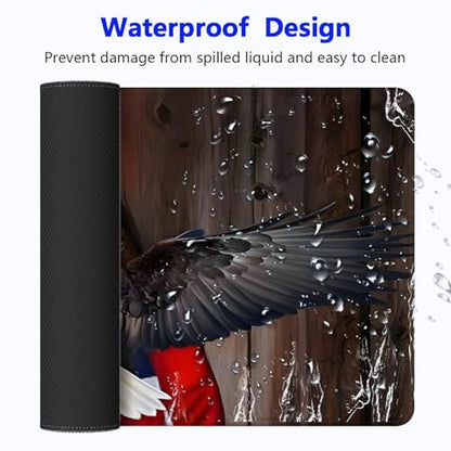 Large Gaming Mouse pad,Eagle，Flag Anti Slip Rubber Base Mouse pad, Suitable for Computer, Laptop, Office Desk Accessories - color: Eagle，Flag