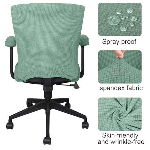 Tallew 4 Pcs Office Chair Covers Set Computer Universal Protective Stretchable Chair Seat Covers Desk Armrest Slipcovers Pads Office Cushion Backrest for Rotating (XL,Pea Green) - color: Pea Green