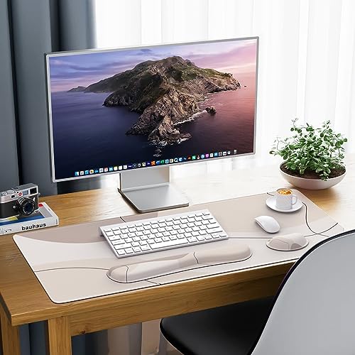 iCasso Extra Large Mouse Pad with Wrist Rest, 3in1 Big Full Desk Mousepad + Keyboard Wrist Rest+Mouse Wrist Rest, Easy Typing Pain Relief, Ergonomic XXL Ultra Thick Long Desk Mat (Brown Art) - color: Brown Art