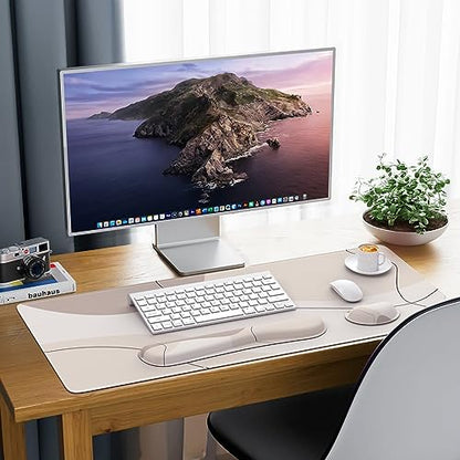 iCasso Extra Large Mouse Pad with Wrist Rest, 3in1 Big Full Desk Mousepad + Keyboard Wrist Rest+Mouse Wrist Rest, Easy Typing Pain Relief, Ergonomic XXL Ultra Thick Long Desk Mat (Brown Art) - color: Brown Art