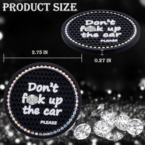 2PCS Bling Crystal Rhinestone Cup Holder Coaster – 2.75 Inch Anti-Slip Auto Insert Cup Coaster – Sparkling Interior Decor Accessories for Cars & Vehicles (Black & Colorful) - color: Alphabet Black & Colorful, size: 2 pcs