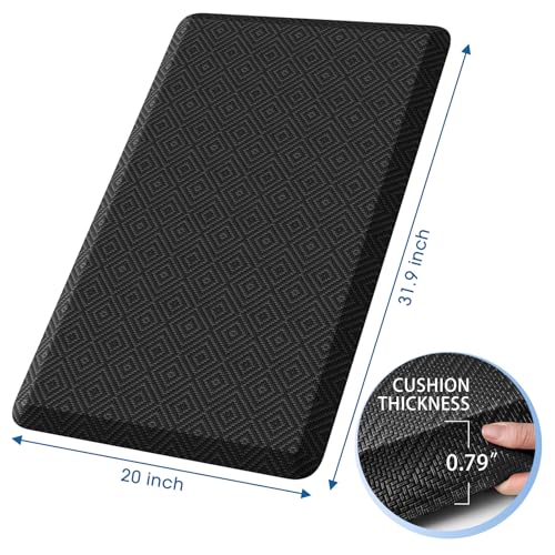 Mattitude 4/5 Inch Thick Kitchen Mat Cushioned Anti-Fatigue Floor Mat Water Resistant Non-Slip Mats and Rugs Standing and Comfort Desk Mats for House Sink Office Laundry (Black, 20"x32") - color: Black, size: 32"L x 20"W x 0.8"Th