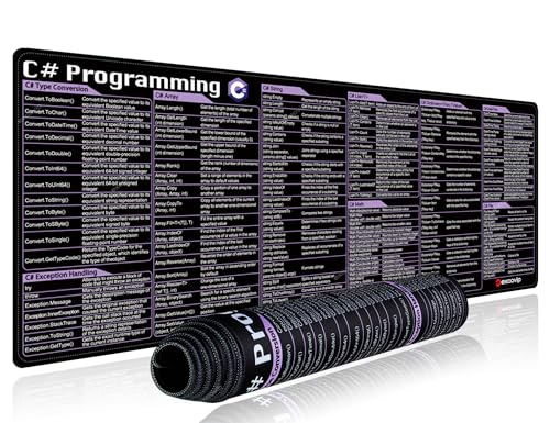 excovip Shortcut Mouse Pad for C#,31.4x11.7x0.07 inch Extended Large Cheat Sheet Mousepad PC Office Spreadsheet Keyboard Shortcut Mouse Mat with Non-Slip Stitched Edge 0434 - color: For C#