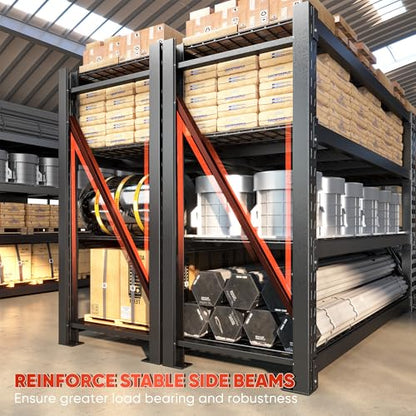 Bepatio 9400LBS Garage Shelving Heavy Duty,68'W Storage Shelves,Large Industrial Metal Shelving,4Tier Shelving Unit,Adjustable Rack Shelf for Basement Warehouse Commercial School,23.7'Dx72'H,Black - size: 68"W x 23.7"D x 72"H, 4-Tier