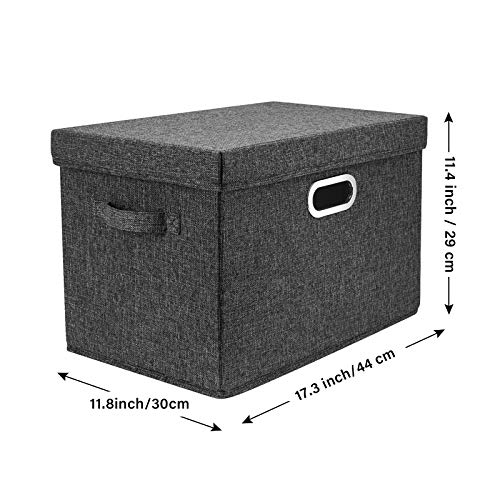 TYEERS Large Storage Bins with Lids, Collapsible, Washable, Fabric Storage Boxes for Organizing, 17.3x11.8x11.4 inches, 2 Pack, Black - color: Black, size: 2-Pack Large