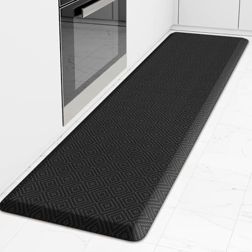 Mattitude Kitchen Mat Cushioned Anti-Fatigue Floor Mat Water Resistant Non-Slip Mats and Rugs Standing and Comfort Desk Mats for House Sink Office Laundry (Black, 17.3"x60") - color: Black, size: 60"L x 17.3"W x 0.5"Th