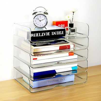 DCA Large Capacity Desk Organizer, 4 Tier Paper Organizer, File Organizer for Desk, Stackable Paper Tray for Office, Home and School - size: Wide 13in