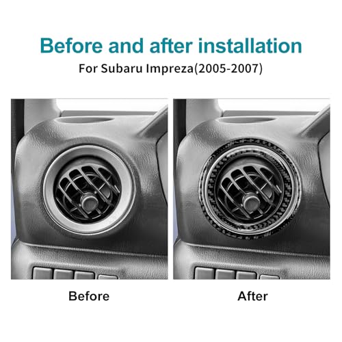 AIRSPEED for Subaru Impreza 2005 2006 2007 Air Vent Outlet Ring Cover Carbon Fiber Center Console Interior Trim Accessories, Black - color: Side Air Outlet Ring Black