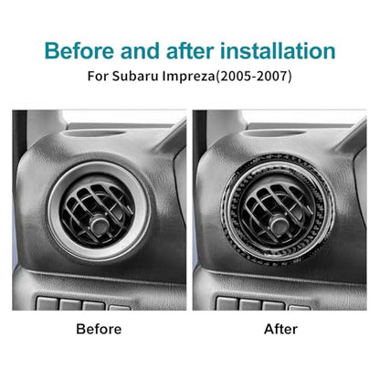 AIRSPEED for Subaru Impreza 2005 2006 2007 Air Vent Outlet Ring Cover Carbon Fiber Center Console Interior Trim Accessories, Black - color: Side Air Outlet Ring Black
