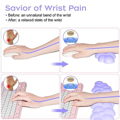 JIKIOU Upgrade Leather Cloud Keyboard Wrist Rest, Cloud Wrist Rest with Non-Slip PU Base, Comfortable Memory Foam Wrist Rest for Computer Laptop Mac Gaming Office and Pain Relief Christmas Wish Gift - color: 04purple