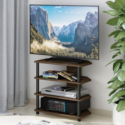 Furinno Turn-N-Tube Easy Assembly 4-Tier Petite Entertainment Center / TV Stand / TV Unit / TV Desk, Columbia Walnut/Black - color: Columbia Walnut, size: 4-Tier