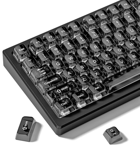 dagaladoo Clear keycaps,Transparent Keyboard keycaps,Jelly Key caps Set,Shine Through keycap,MDA Profile Keyboard caps for Mx Switches Mechanical Keyboard(Black Grey,115-keys) - color: Black Grey