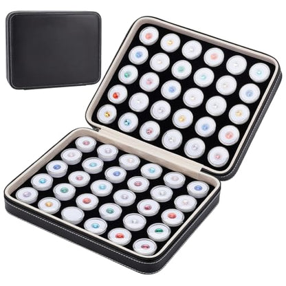 BENECREAT 60 Pcs 1.2x0.6 Inch Plastic Gem Jars, Closeable Gemstone Collection Storage Box with Foam Insert, Display Tray Set for Loose Diamond Collectibles Crystal, Diamond Display Case - color: White