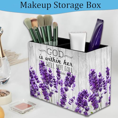 Pen Holder and Anti-Slip Mouse Pad Combination, Makeup Brush Storage Box, Tableware Storage Box, Suitable for Office and Home - Lavender Psalm 46:5 - color: Lavender Psalm 46:5