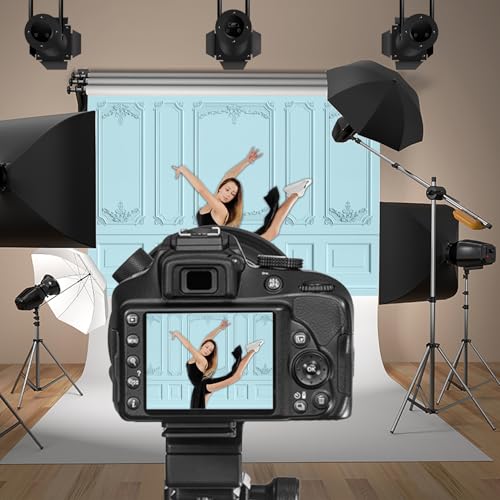 5x3ft Light Blue European Wall Backdrops for Photography Texture Classic Luxury Interior Living Room Backdrop for Wedding Reception Baby Shower Decoration Birthday Graduation Banner Props - color: Light blue, size: 5x3ft