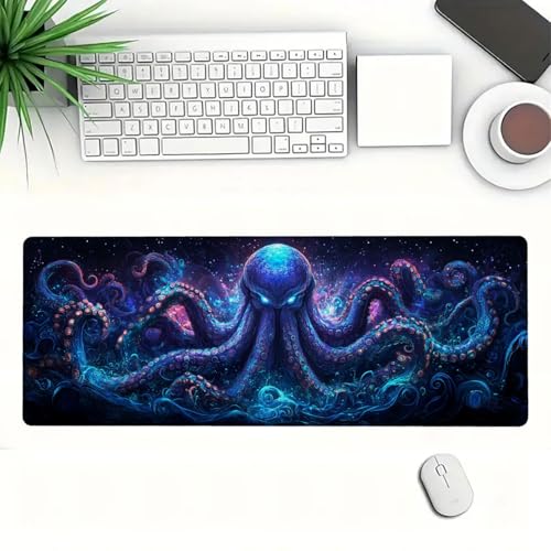 Cthulhu Desk Mat Gaming Desk Pad Large Mouse Keyboard Pad Dark Academia Fantasy Dark Sky Blue Desktop Mat for Keyboard and Mouse Extra Large Full Desk Computer Pads Desk Decor 31.5" x 11.8" - color: Cthulhu, size: 31.5L x 11.8W inches