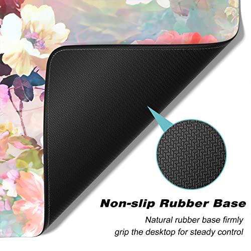 Extended Gaming Mouse Pad, XXL Large Desk Pad 30 x 14 Inch, Big Computer Keyboard Mousepad, Waterproof Mouse Mat with Stitched Edges and Non-Slip Base for Women Office Gaming, Flower - color: Flower