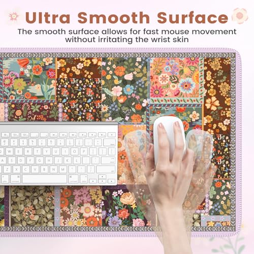 HAOCOO Brown Desk Matt for Desktop, Non-Slip Large Desk Pad Mat with Stitched Edges, Keyboard Mats for Desk, Water-Resistant Large Mouse Pad for Office, Gaming - color: Brown