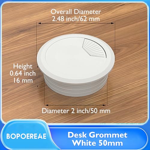 Desk Grommet 2" (50 mm), Desk Cord Hole Cover, Cable Grommet ABS Plastic, Desk Hole Grommet for Office and Home Table Cable, Detachable Adjustable Cable Cord Organizer (White 2 Pcs) - size: 2" (50 mm), style: 2 pcs White