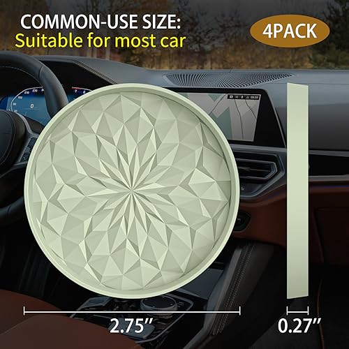 ME.FAN Car Coasters for Cup Holders [4 Pack] - 2.75In Silicone Auto Mug Mats - Universal Non-Slip Recessed Car Interior AccessoriesDesert Sage - color: 4pack-desert Sage