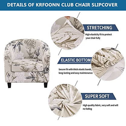 KRFOONN Club Chair Slipcover 2 Piece Stretch Printed Round Barrel Chair Covers Removable Tub Chair Slipcover with Elastic Bottom Chair Coverings Furniture Protector Cover for Living Room, A2 - color: Color A2