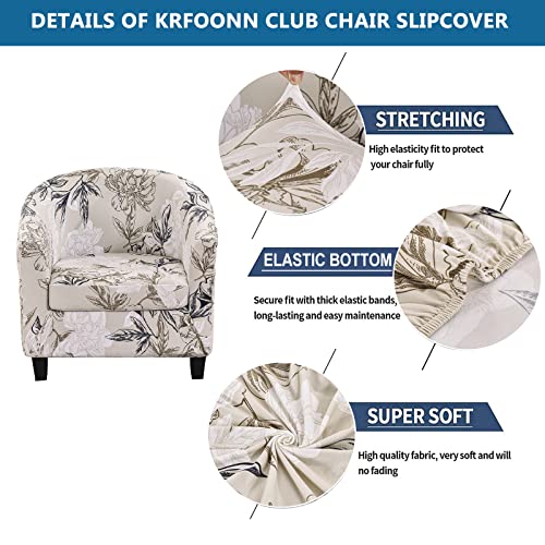 KRFOONN Club Chair Slipcover 2 Piece Stretch Printed Round Barrel Chair Covers Removable Tub Chair Slipcover with Elastic Bottom Chair Coverings Furniture Protector Cover for Living Room, A2 - color: Color A2