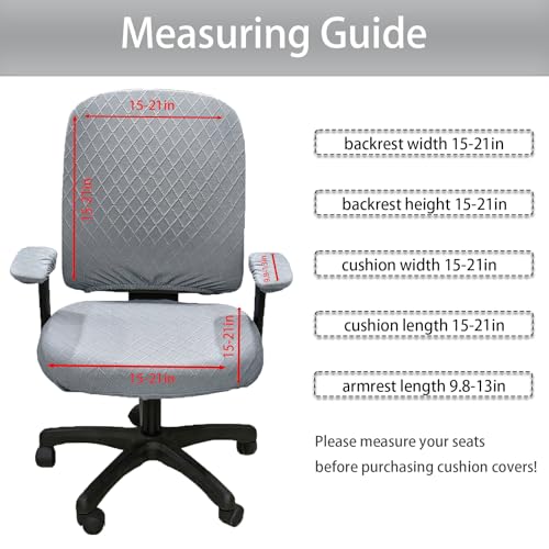 Stretch Jacquard Office Chair Cover with Armrest Covers, Removable Washable Desk Chair Cover, Anti-dust Seat Cushion Protectors -Seat + Backrest, Grey - color: Grey, size: Chair Seat + Backrest + Armrest Cover