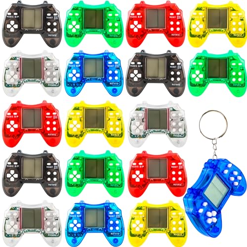 18 Pack Mini Video Game Keychain Small Gamepads Keychains for Video Game Party Favors Birthday School Party Gifts (Color Style 1)