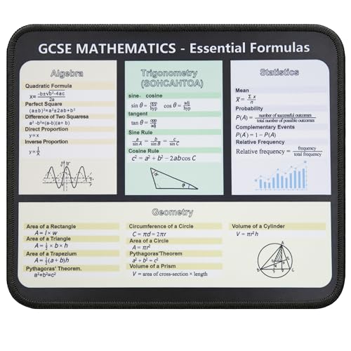 Math Formula Mouse Pad for Students, Algebra Geometry Trigonometry Statistics Cheat Sheet Desk Mat, Non-Slip Smooth Mousepad for High School College Learners - color: Math Formula