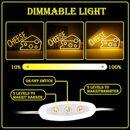 23.6"x13.6" Large Size Cheese Neon Signs for Business，Neon Lights for Cheese Shop Led Business Signs Suitable for Fast Food shops Christmas Birthday Party Gift - style: Cheese