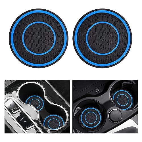 2 PCS Car Cup Holder Coaster,Car Coasters Cup Mats,2.75 Inch Universal Car Cup Coasters,Non-Slip Anti Dust Mats Cup Holder Insert Coaster, Suitable for Most Car Interior (Blue) - color: Blue
