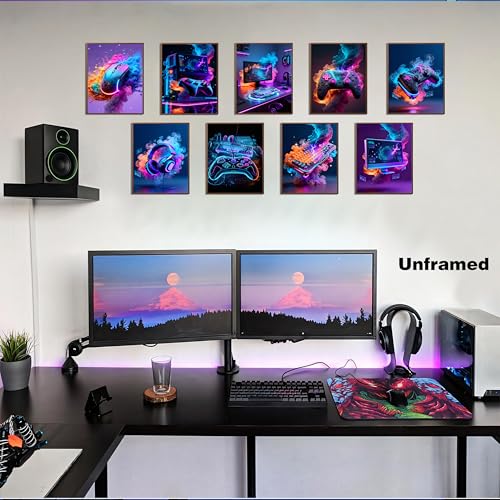 DDOPLKK Gaming Room Canvas Wall Art Set of 9, Game Posters Wall Decor, Gamer Paintings Picture Print for Boys Room Kids Game Room Bedroom Boys Home Decoration 8x10In Unframed