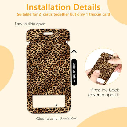 Leopard Badge Holder with Lanyard, Funny ID Badge Holder with Retractable Reel Clip and Keychain for Leopard Lovers, Vertical Identity Card Cover Case Protector for Nurse Teacher - color: Leopard-brown