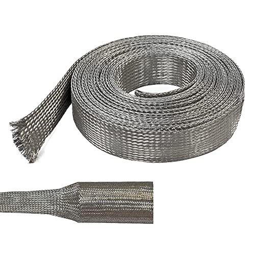 Electriduct 1/8" Tinned Copper Metal Braid Sleeving Flexible EMI RFI Shielding Wire Mesh (0.08" Diameter) - 50 Feet - size: 0.125 Inch (0.08" Dia) | 50 Feet