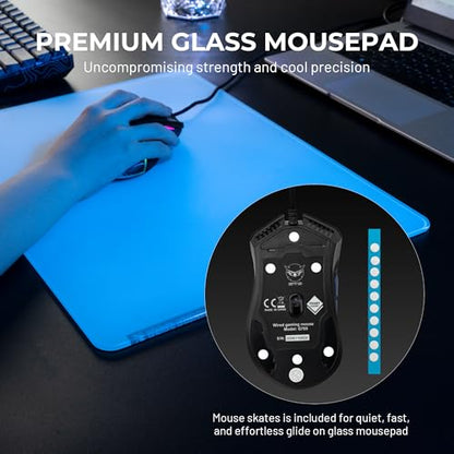 XVX White Glass Mouse Pad 4.0, Hard Mousepad for Gaming,Ultra-Smooth Micro-Etched Surface with Non-Slip Rubber Base(410mm*310mm) - color: White