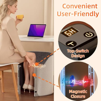 Under Desk Heater, 150W Quiet Foot Warmers for Feet with Detachable Foot Heating Pad, Graphene Radiant Heat Panel with Thermostat & Timer, Portable Energy-Saving for Office Home chochoyah - color: Grey Cylindrical