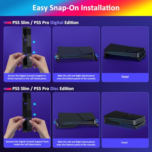 NexiGo Horizontal Stand for New PS5 Slim and Pro Console, [Minimalist Design], Base Stand for PS5 Accessories, Compatible with PlayStation 5 Slim/Pro Disc & Digital Editions, Black - color: Black, style: Standalone