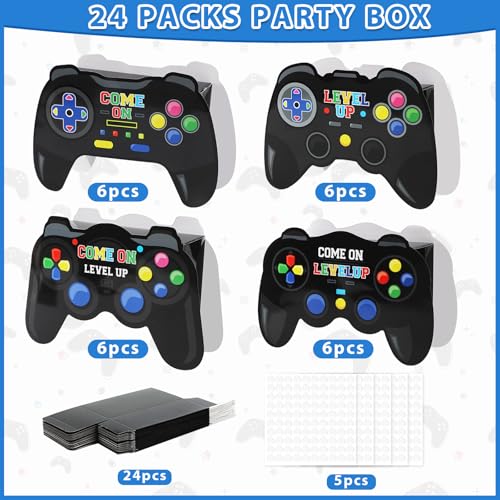 Lonfliness 24Packs Video Game Party Boxes Craft Kit Gaming Shaped Gifts Bags Game on Theme Treat Candy Goodie Cardboard Boxes for Gamer Party Favor Birthday Decorations Supplies Adult 7.1x4.7x2inch