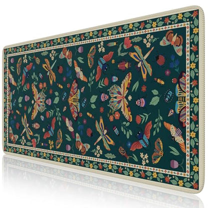 iCasso Desk Mat, Desk Matt for Desktop, Cute Desk Pad Mat, XXL Large Mouse Pad for Desk, Anti-Slip Big Mousepad with Stitched Edges, Keyboard Pad Mouse Mat for Computer(Green) - color: Butterfly-green