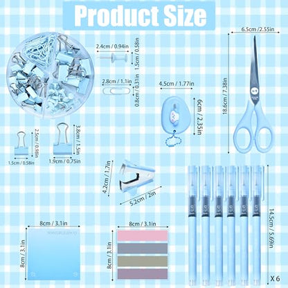 Blue Desk Accessories, 26Pcs Office Supplies and Desk Organizers, with Tape Dispenser, Stapler, Staple Remover, Ect, Gift Box Packaging - color: Blue