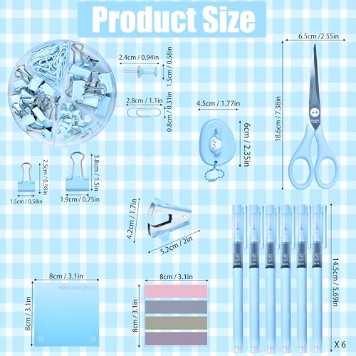 Blue Desk Accessories, 26Pcs Office Supplies and Desk Organizers, with Tape Dispenser, Stapler, Staple Remover, Ect, Gift Box Packaging - color: Blue