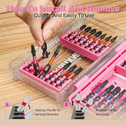 Geinxurn 70Pieces Impact Screwdriver Bits Set, Magnetic S2 Steel 1”/2”3”Phillips/Square/Torx/Slotted/Hex/Pozi Bits Tips and Impact Bit Holder with Red Storage Box Case - style: STKB070