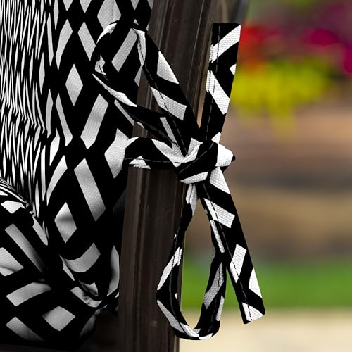 Arden Outdoor Midback Chair Cushion, 18 x 16.5, Rain-Proof, Fade Resistant Black Demi Tile - color: Black Demi Tile