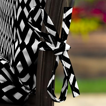 Arden Outdoor Midback Chair Cushion, 18 x 16.5, Rain-Proof, Fade Resistant Black Demi Tile - color: Black Demi Tile
