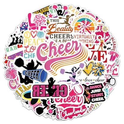 110PCS Cheer Stickers, All Vinyl Waterproof Cheerleader Decals, Perfect Cheer Gifts for Cheerleader Cheer up, Motivational Positive Stickers for Water Bottles Laptop Computer Luggage Cup - style: Cheer Stickers