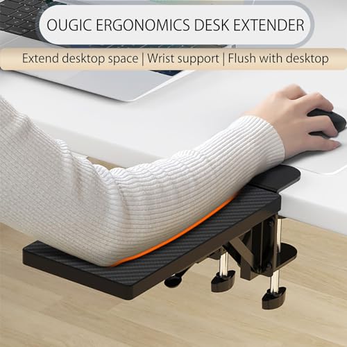 OUGIC Ergonomic Desk Extension Tray, 30 x 15 cm, Clamp Without Perforation, Foldable Keyboard Drawer Tray, Wrist Rest, Computer Stand, 15cm*30cm - color: Carbon, size: 15cm*30cm